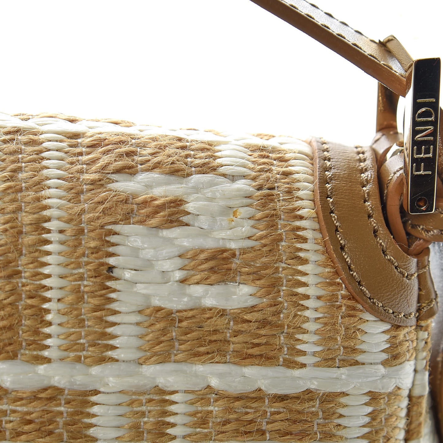 Woven Straw Zucca Mama Baguette Beige