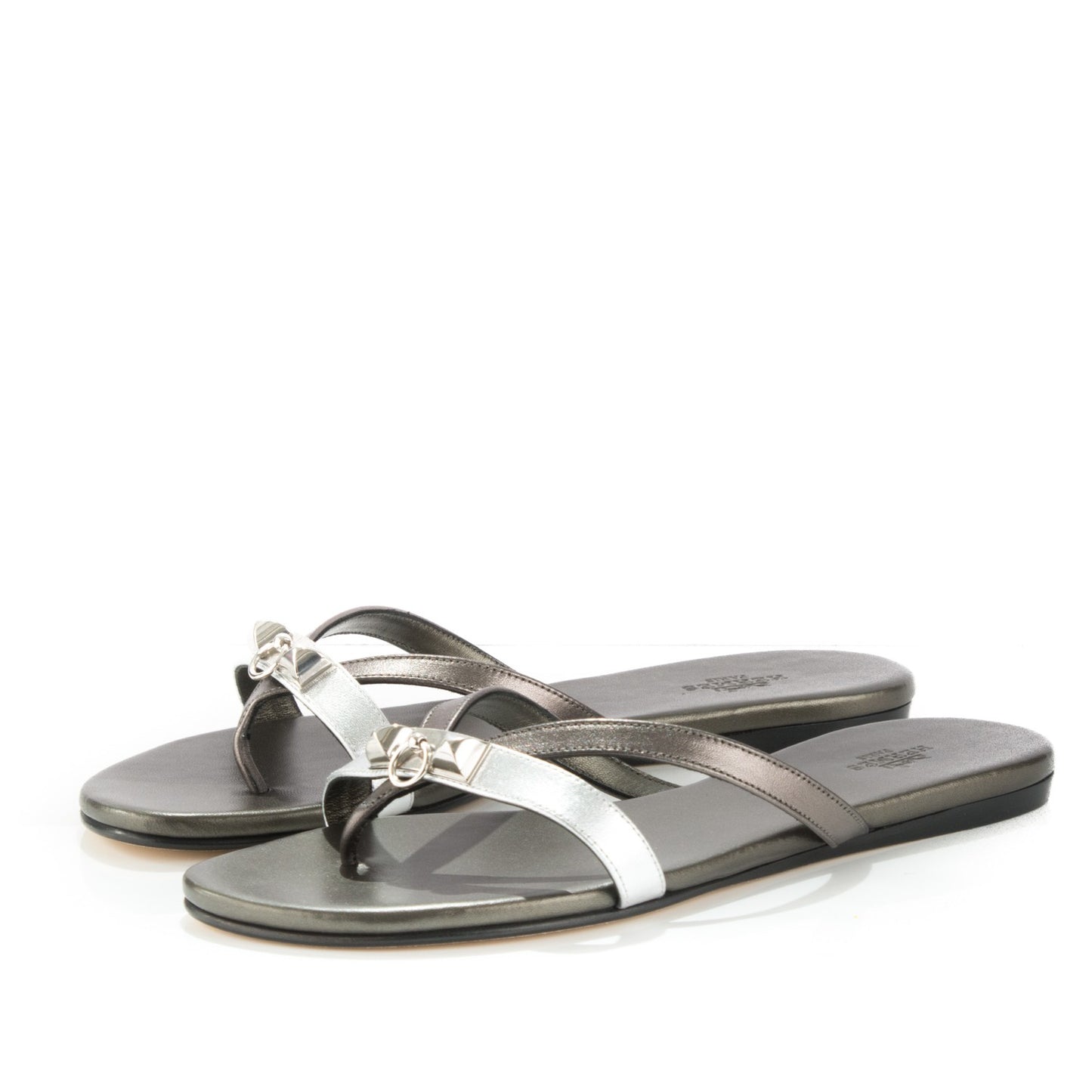 Nappa Calfskin Corfou Sandals 38 Canon De Fusil Argent