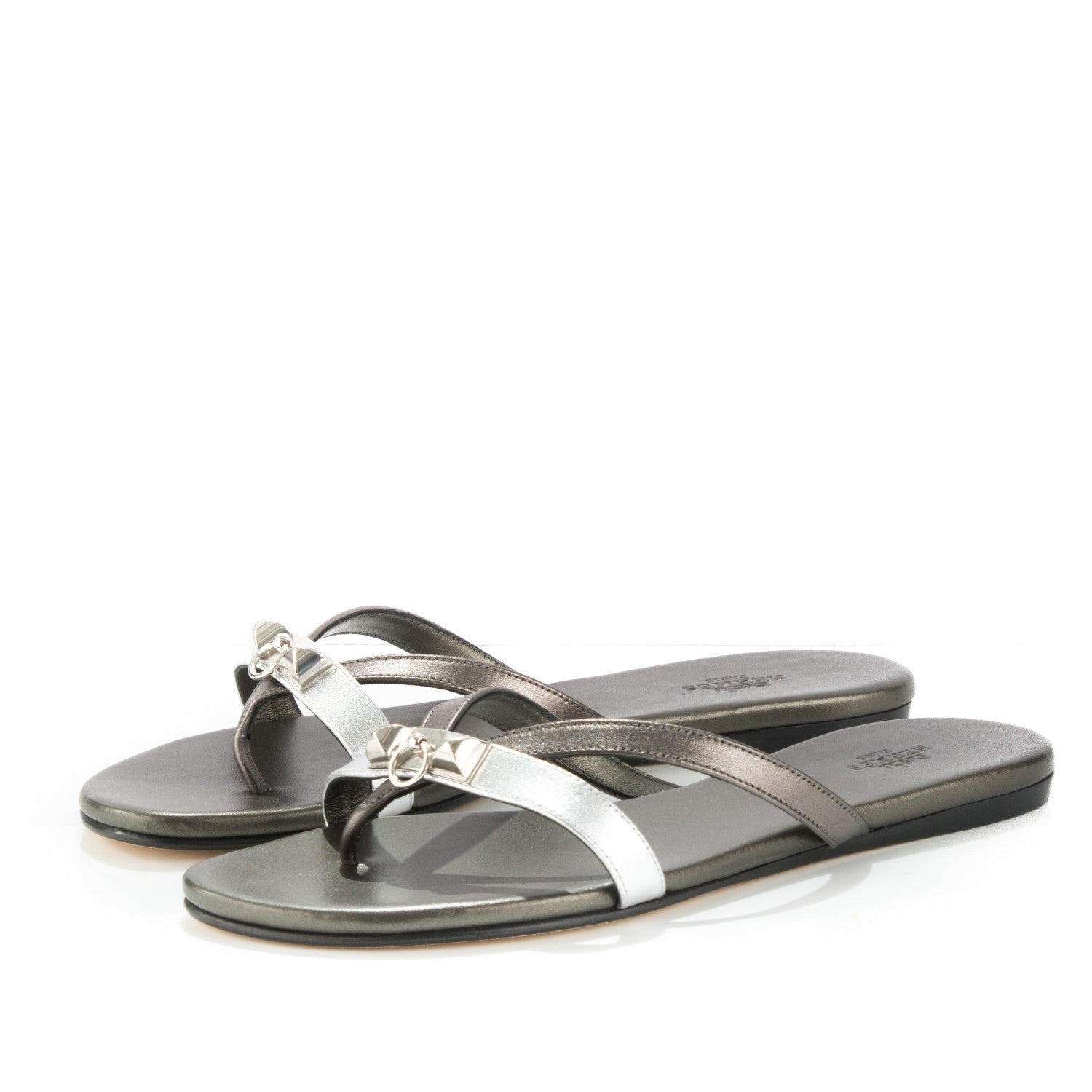 Hermes Nappa Calfskin Corfou Sandals 38 Canon De Fusil Argent 3 of 7
