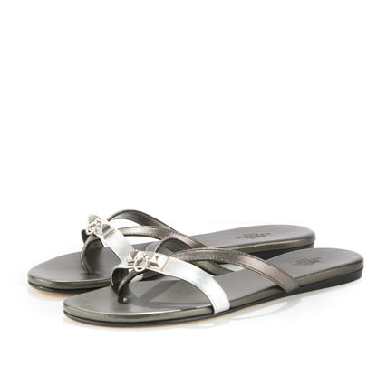 Hermes Nappa Calfskin Corfou Sandals 38 Canon De Fusil Argent 3 of 7