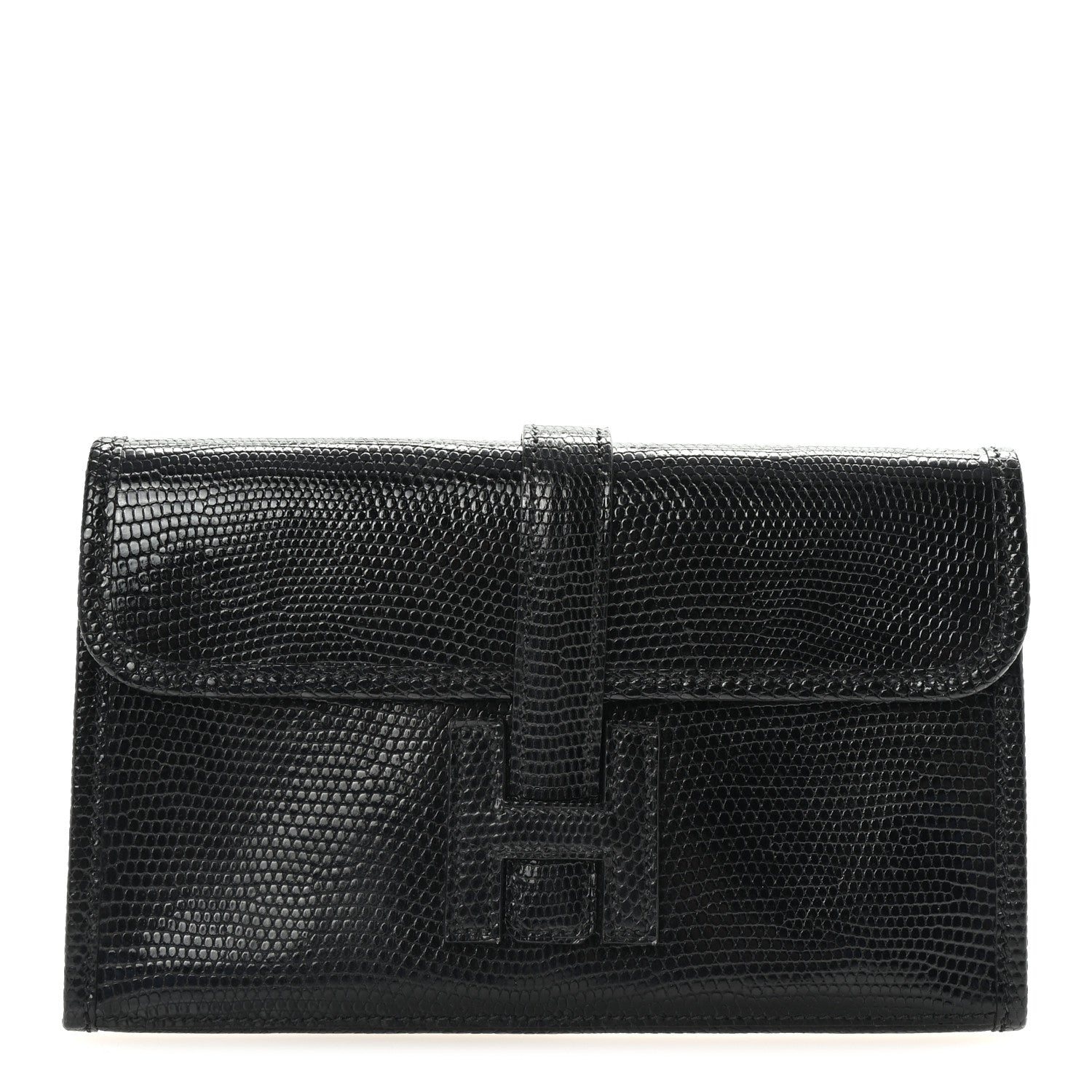 Hermes Lizard Mini Jige Elan Clutch Black 1 of 6