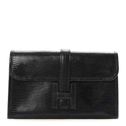 Hermes Lizard Mini Jige Elan Clutch Black 1 of 6