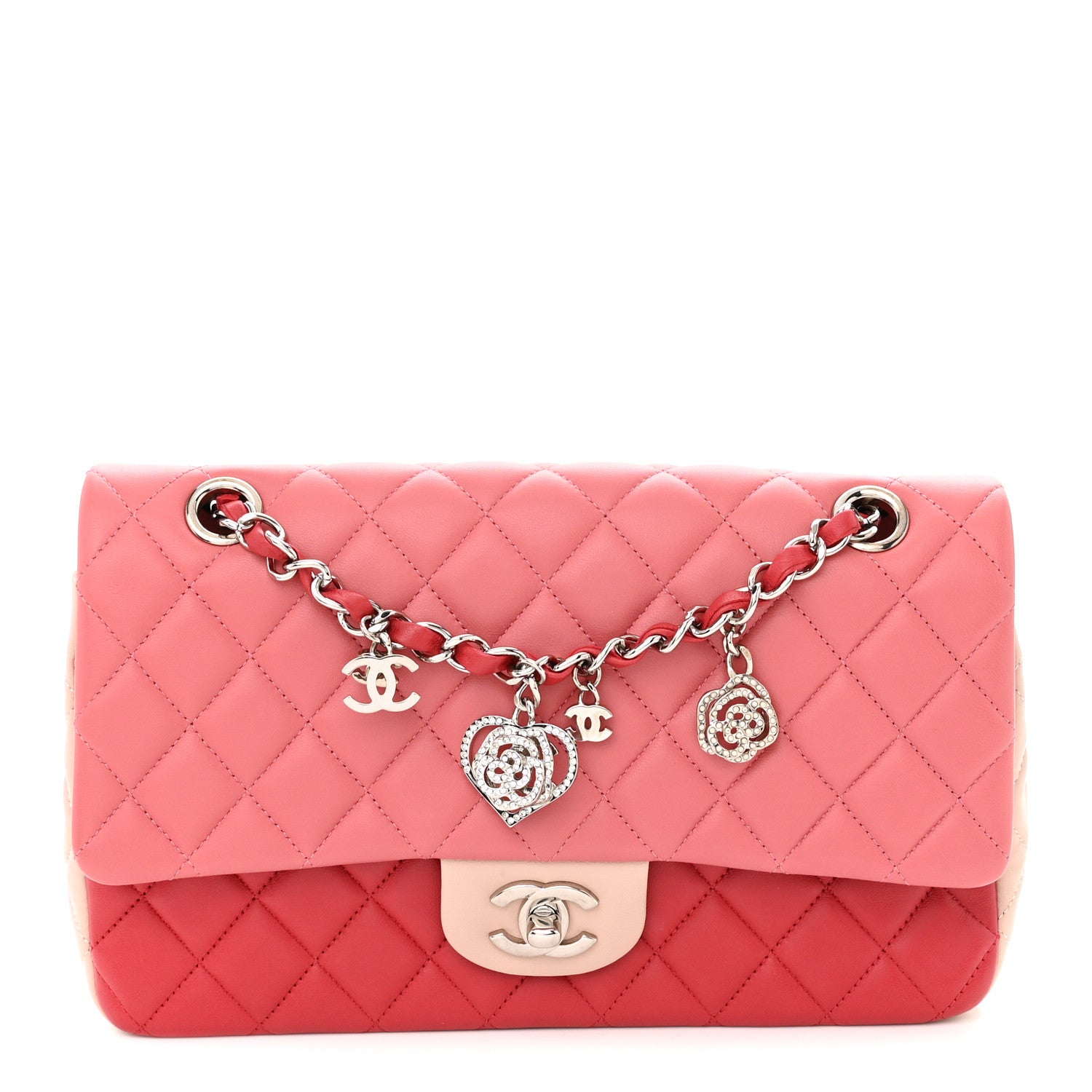Chanel Lambskin Quilted Tri-Color Medium Valentine Charms Single Flap Pink 1 of 10