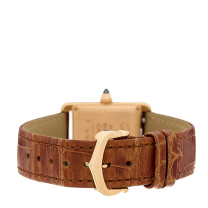 Cartier 18K Pink Gold Alligator 22mm Tank Louis Manual Winding Watch Brown 3 of 5