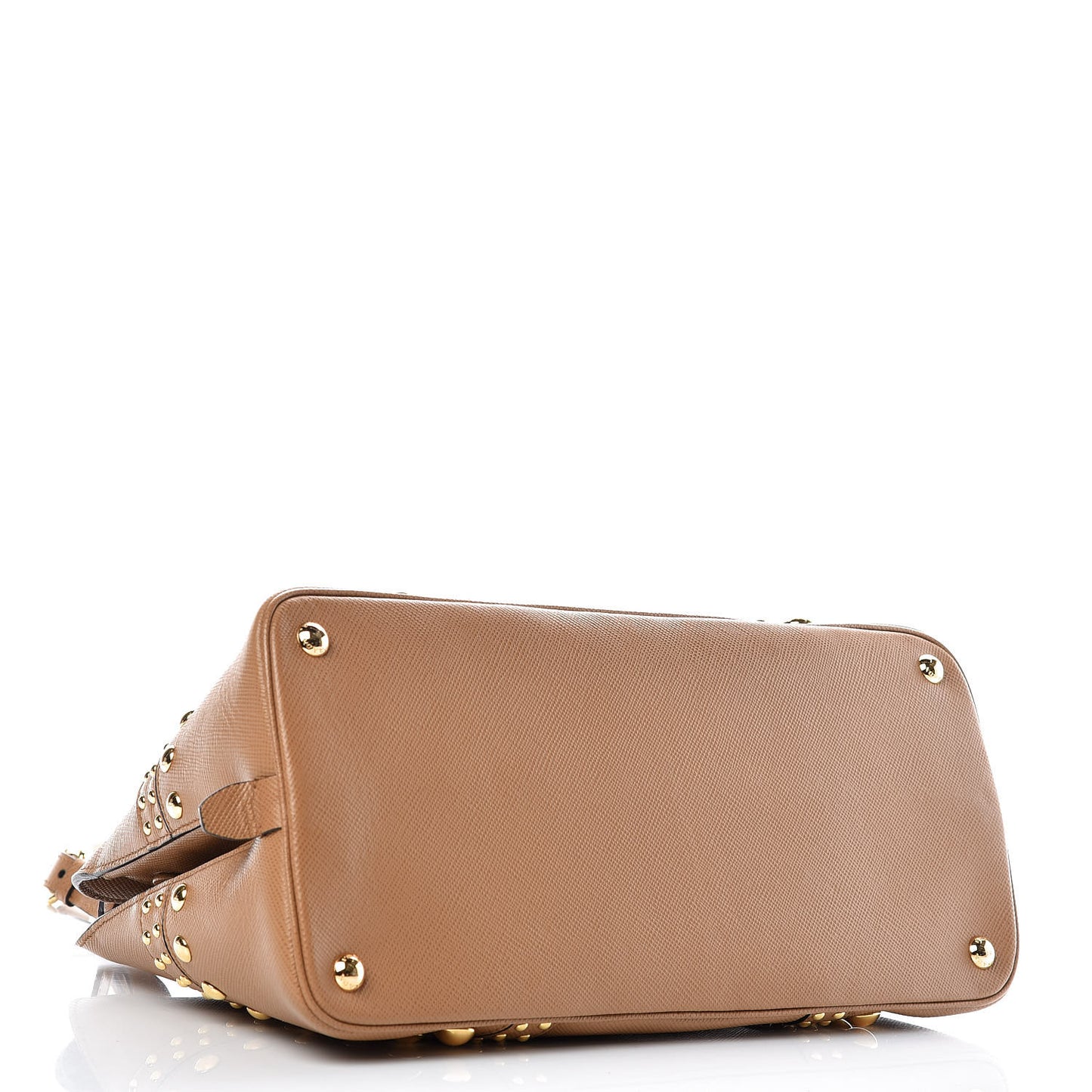 Saffiano Studded Bijou Tote Caramel