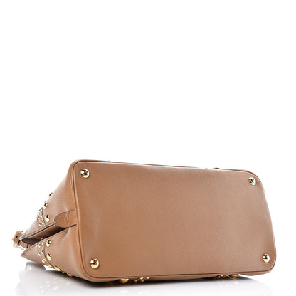 Prada Saffiano Studded Bijou Tote Caramel 4 of 11
