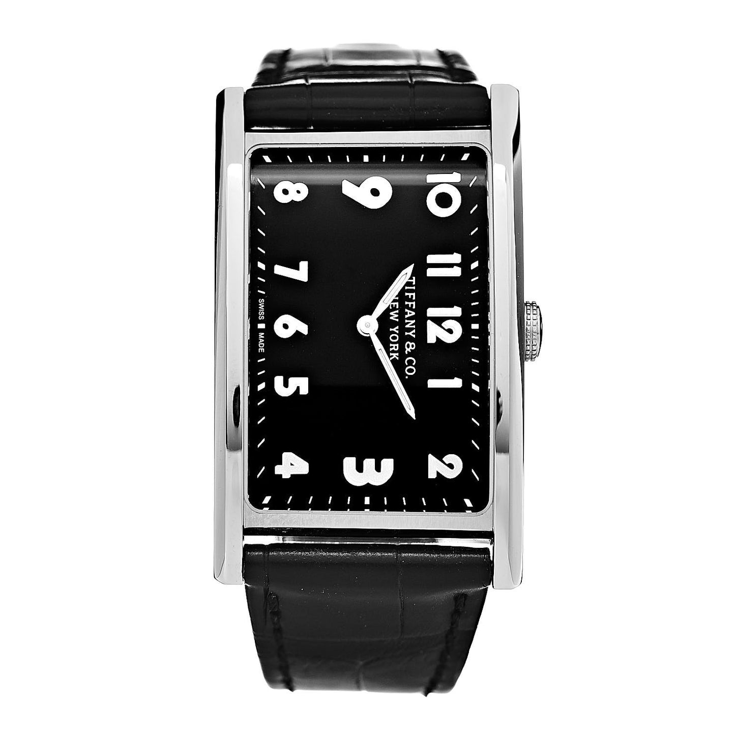 Stainless Steel Alligator 25mm East West Quartz Watch Black