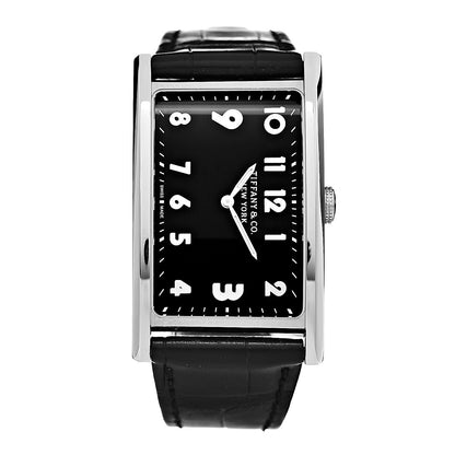 Tiffany Stainless Steel Alligator 25mm East West Quartz Watch Black 1 of 10