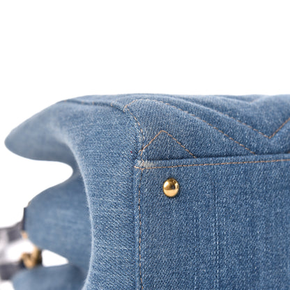 Gucci Denim Matelasse Small Pearly GG Marmont Tote Blue 9 of 13