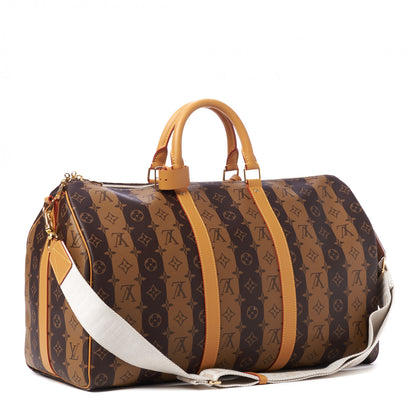 Louis Vuitton X NIGO Reverse Monogram Stripe Keepall Bandouliere 50 Brown 2 of 8