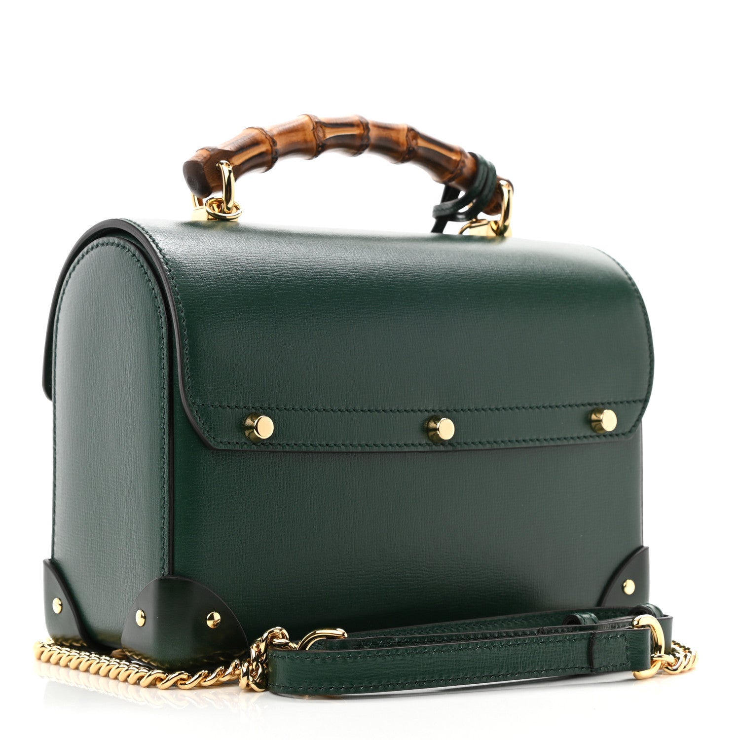 Gucci Azalea Calfskin Small Padlock Bamboo Shoulder Bag Vintage Green 3 of 10