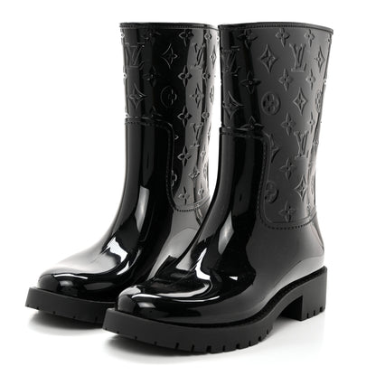 Louis Vuitton Rubber Embossed Monogram Drops Flat Half Boots 41 Black 3 of 7