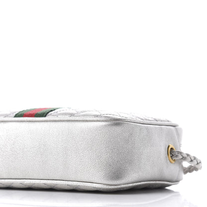 Gucci Laminated Nappa Web Trapuntata Mini GG Shoulder Bag Argento 7 of 11
