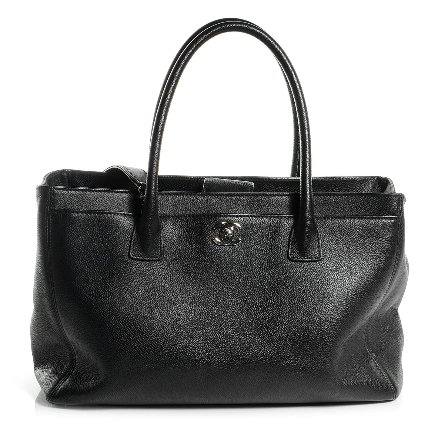 Calfskin Cerf Executive Shopper Tote Black