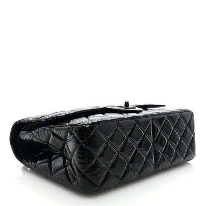 Chanel Shiny Distressed Calfskin Quilted Jumbo Double Flap So Black 4 of 9