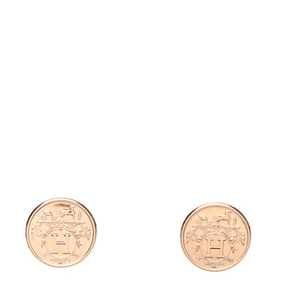 Hermes 18K Rose Gold TPM Ex-Libris Stud Earrings 1 of 5