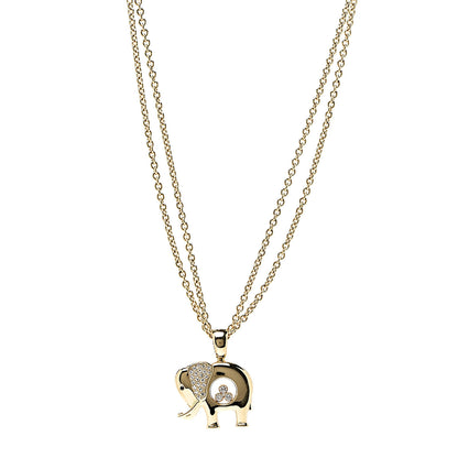 Chopard 18K Yellow Gold Sapphire Happy Diamonds Elephant Pendant Necklace 1 of 5