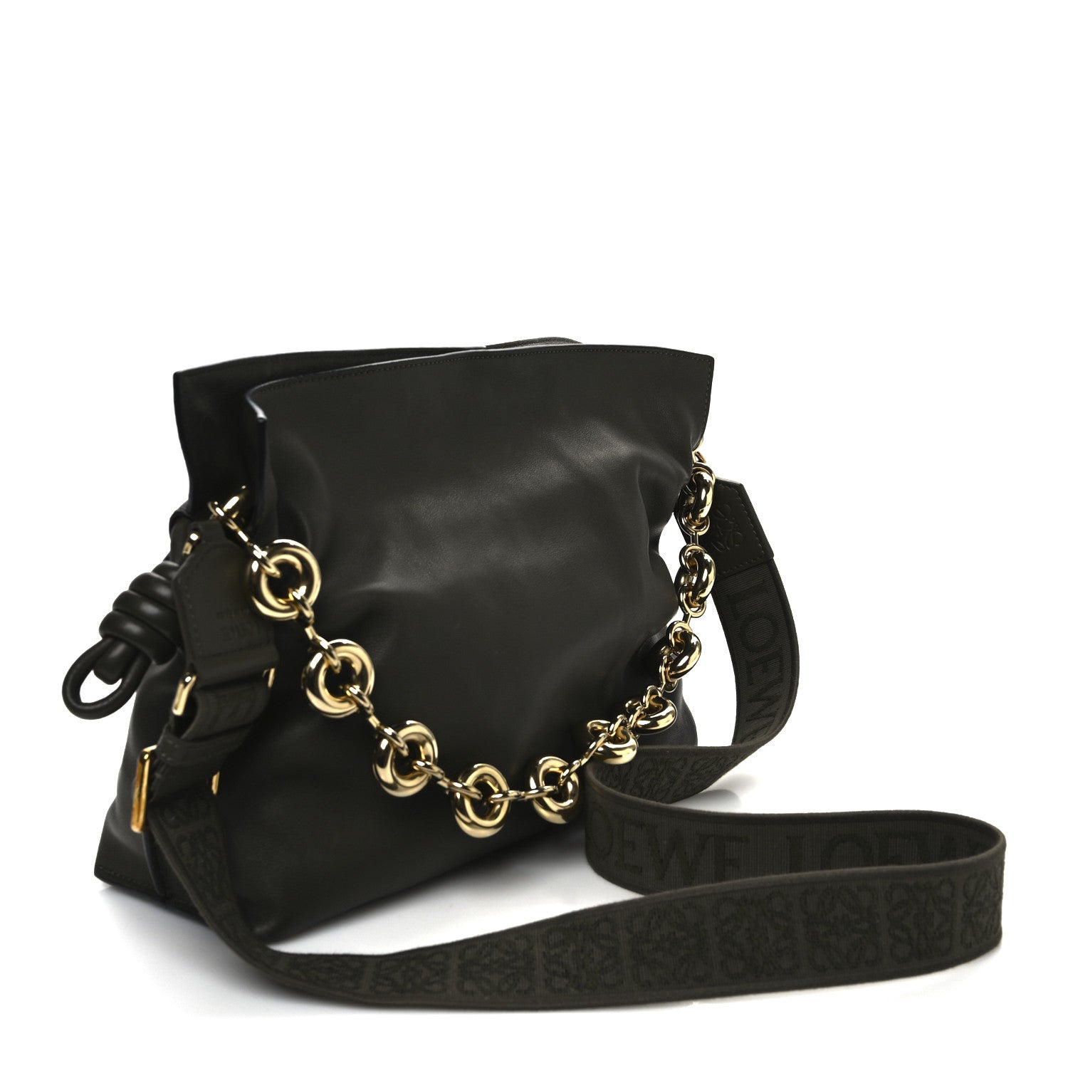 Loewe Mellow Nappa Medium Donut Chain Flamenco Knot Clutch Dark Khaki 3 of 13