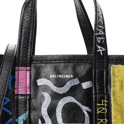 Balenciaga Agneau Arena Graffiti All Over XS Bazar Shopper Tote Black Multicolor 9 of 9