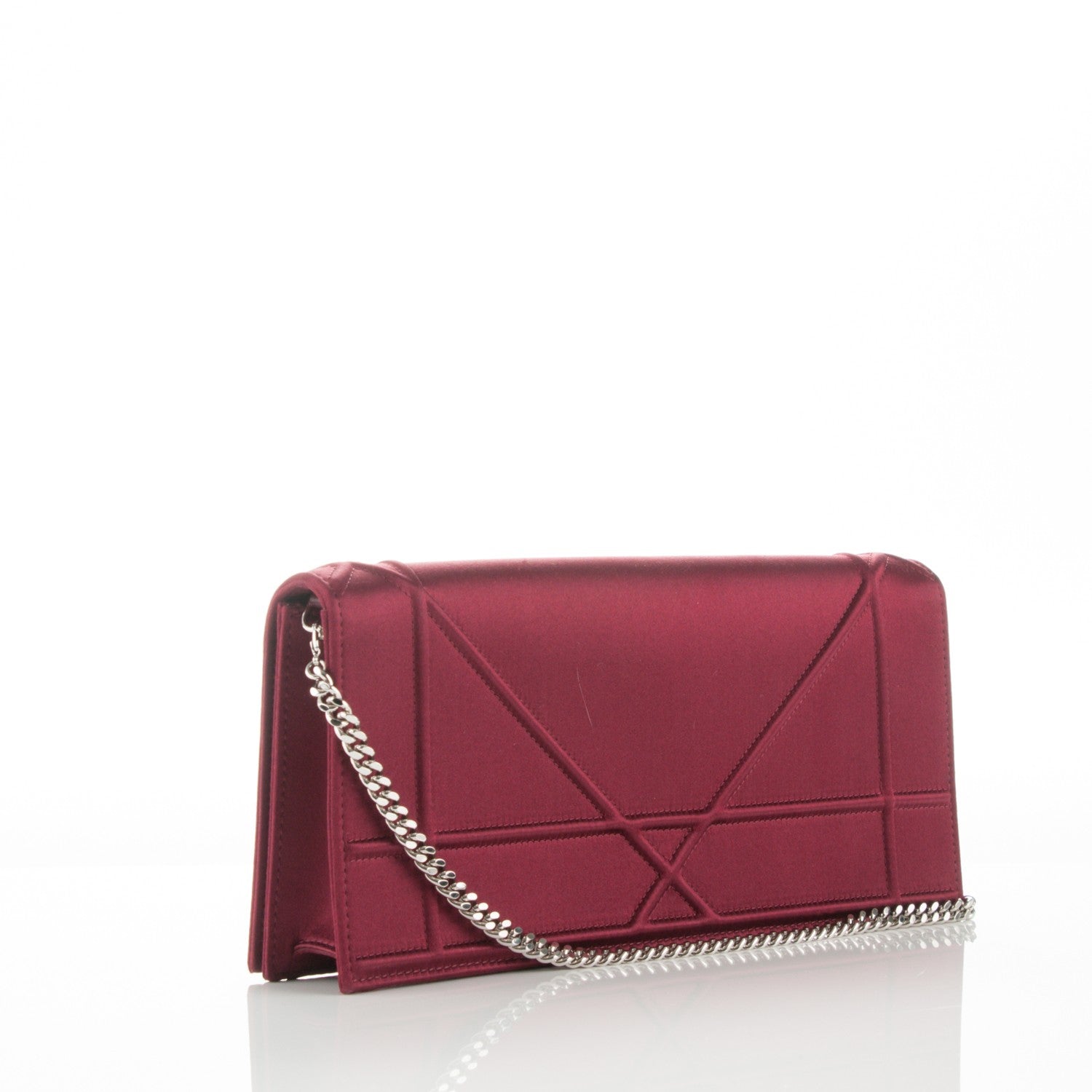 Christian Dior Satin Diorama Pochette Burgundy 3 of 6