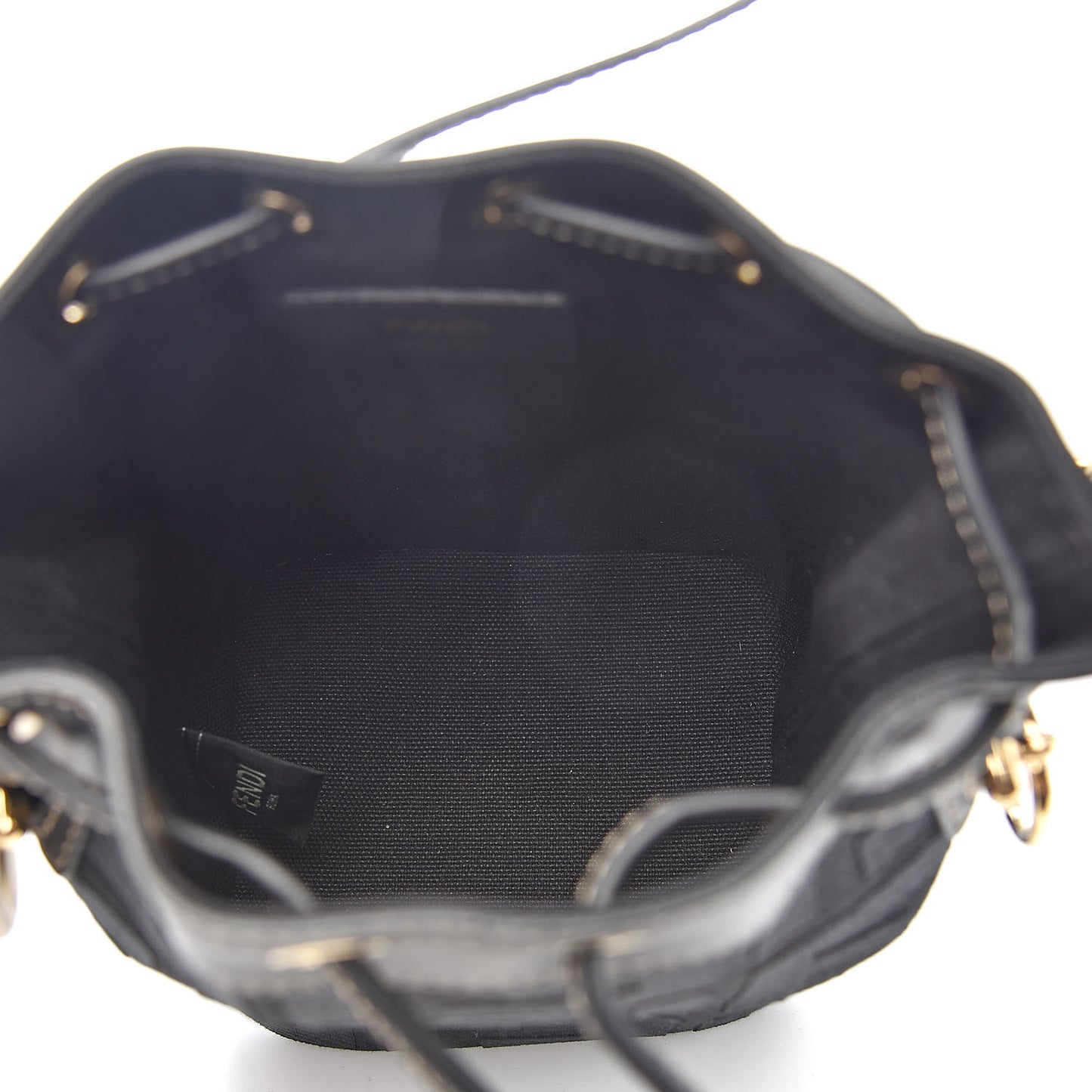Canvas Vitello King F is Fendi FF Embroidered Mini Mon Tresor Bucket Bag Black