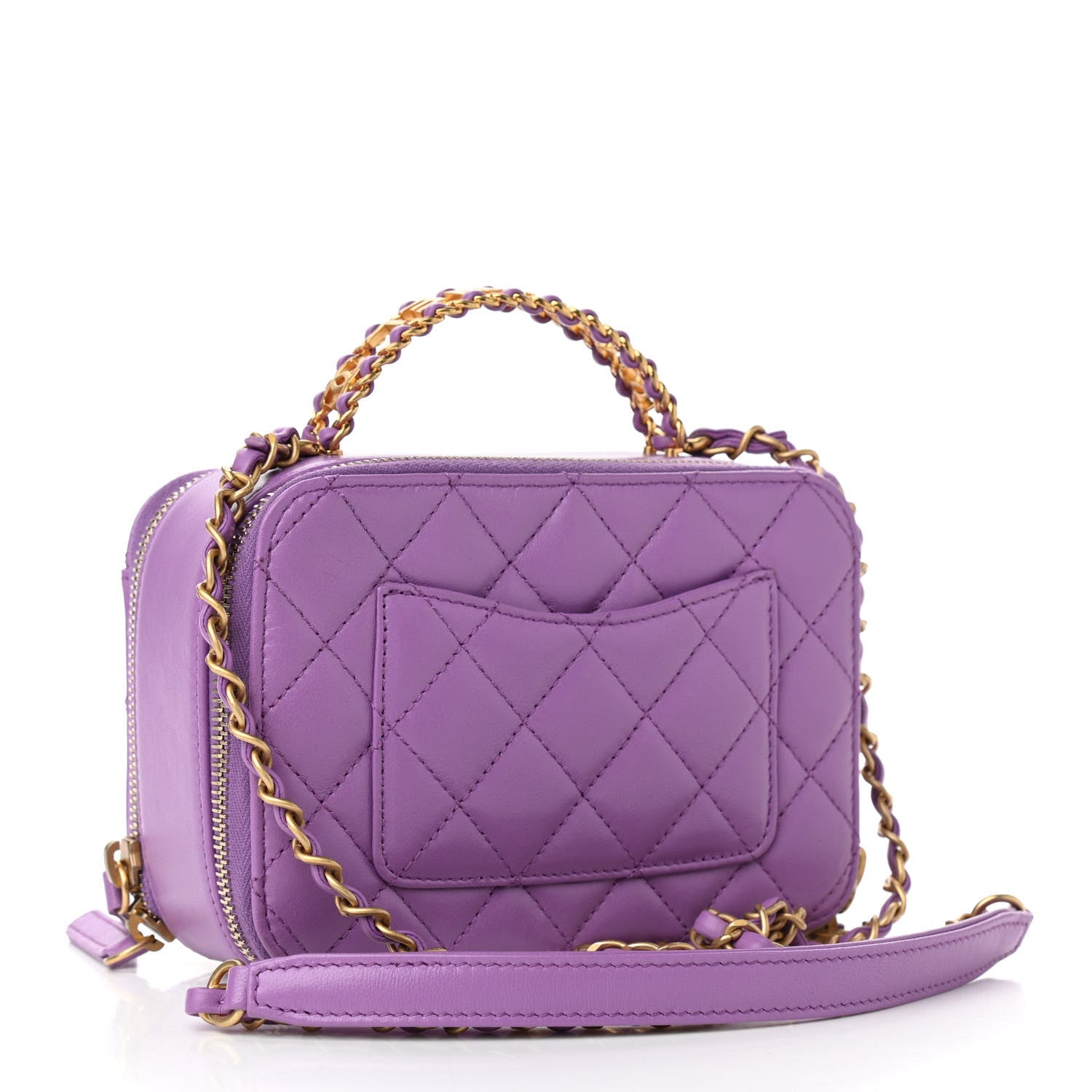 Chanel Lambskin Quilted Mini Pick Me Up Vanity Case Purple 3 of 11
