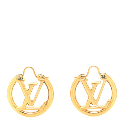 Louis Vuitton Metal Small Louise Hoop Earrings Gold 1 of 6