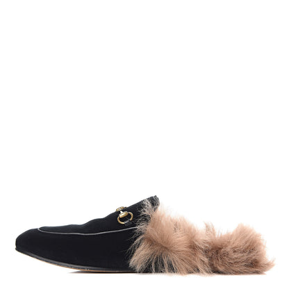 Gucci Velvet Fur Womens Princetown Slippers 41 Black 1 of 12