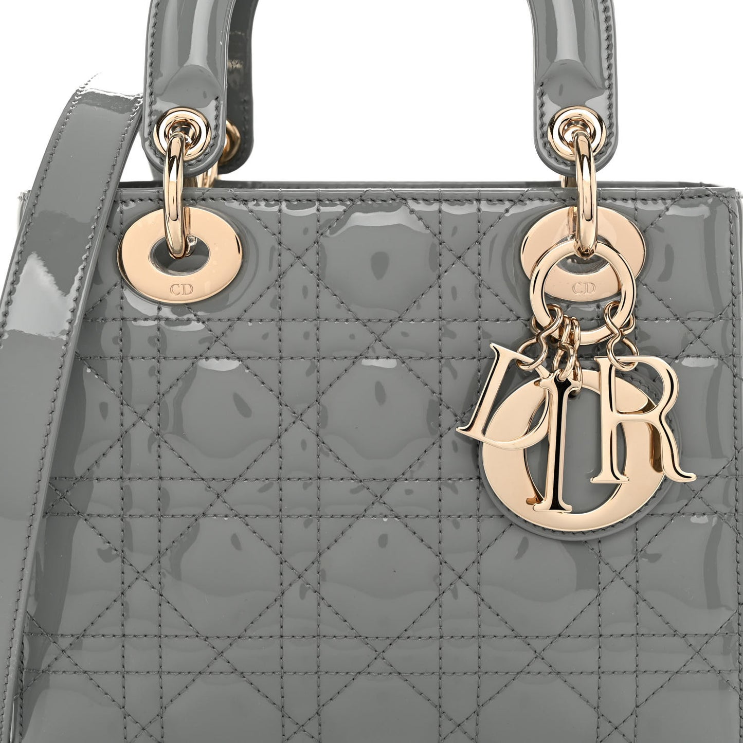 Patent Cannage Small Lady Dior Grey Stone