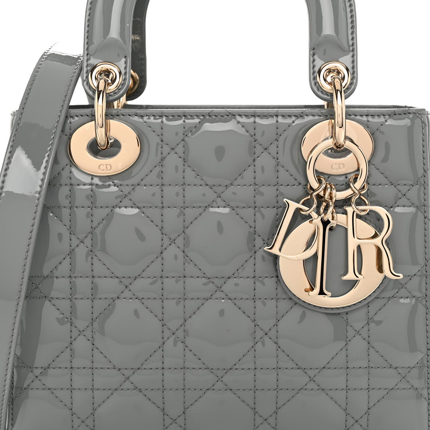 Christian Dior Patent Cannage Small Lady Dior Grey Stone 7 of 9