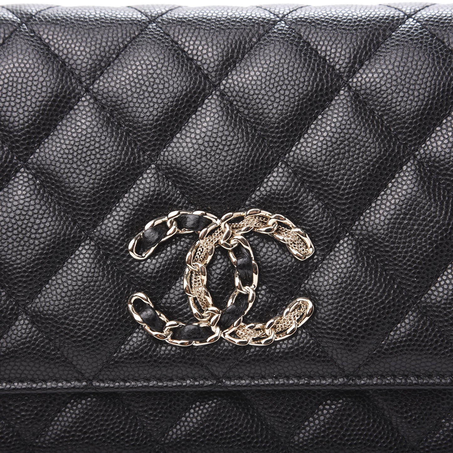 Caviar Quilted French New Wave Chain CC Wallet On Chain WOC Black