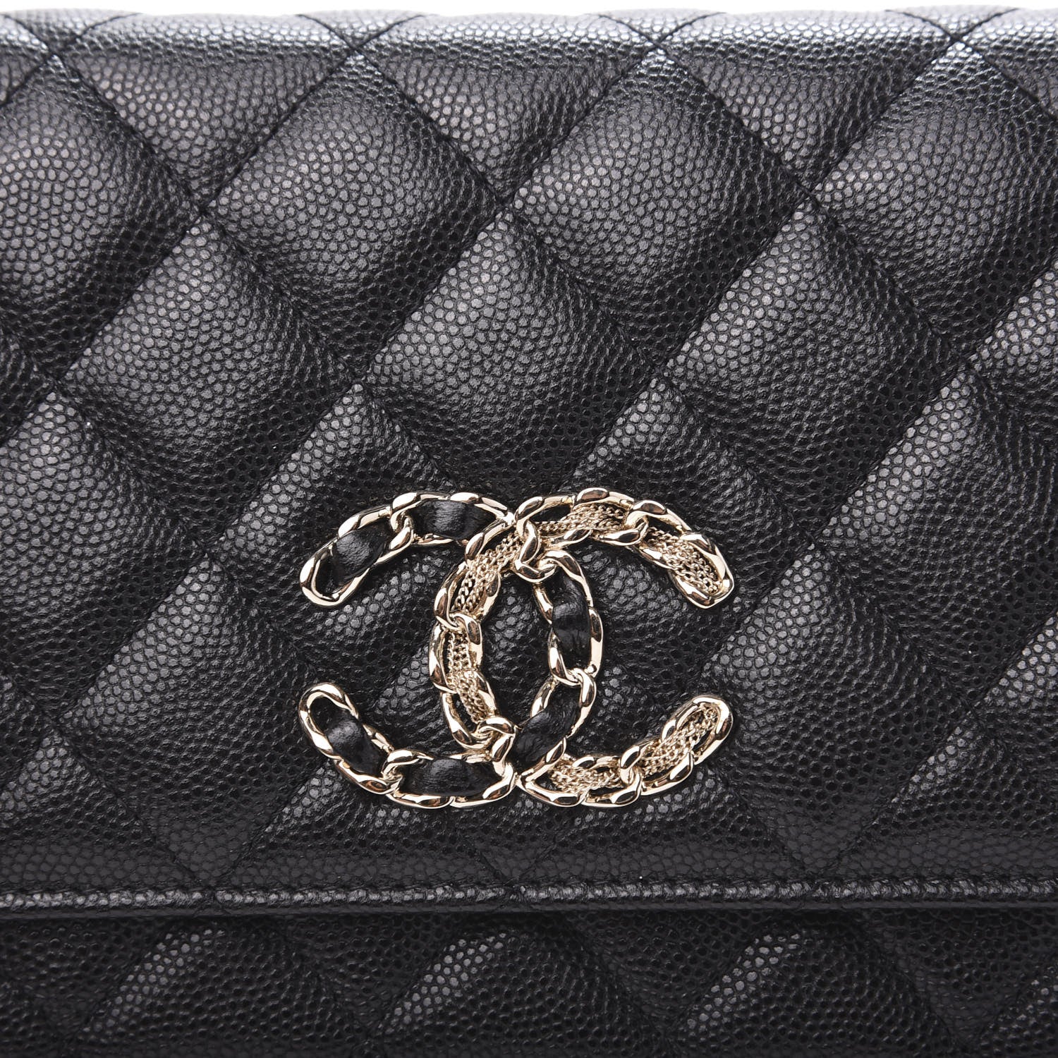 Chanel Caviar Quilted French New Wave Chain CC Wallet On Chain WOC Black 9 of 12