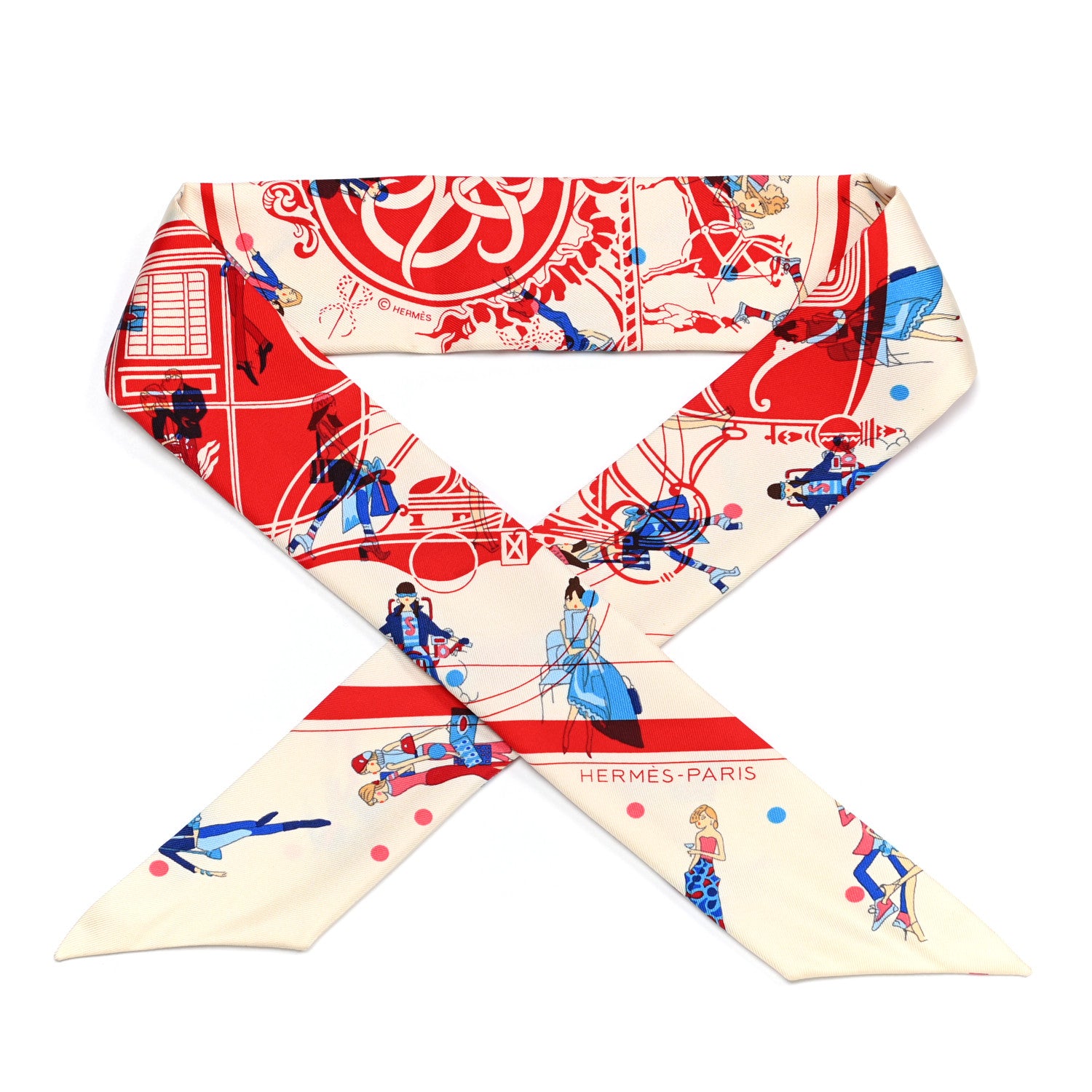 Hermes Silk Ex-Libris Les Parisiennes Twilly 1 of 4