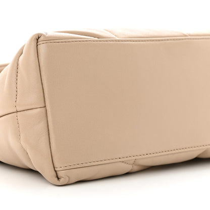 Saint Laurent Lambskin Quilted Small Loulou Puffer Monogram Chain Satchel Dark Beige 9 of 11