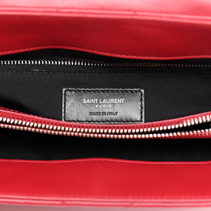 Saint Laurent Calfskin Y Quilted Monogram Medium Loulou Chain Satchel Lipstick Red 6 of 8