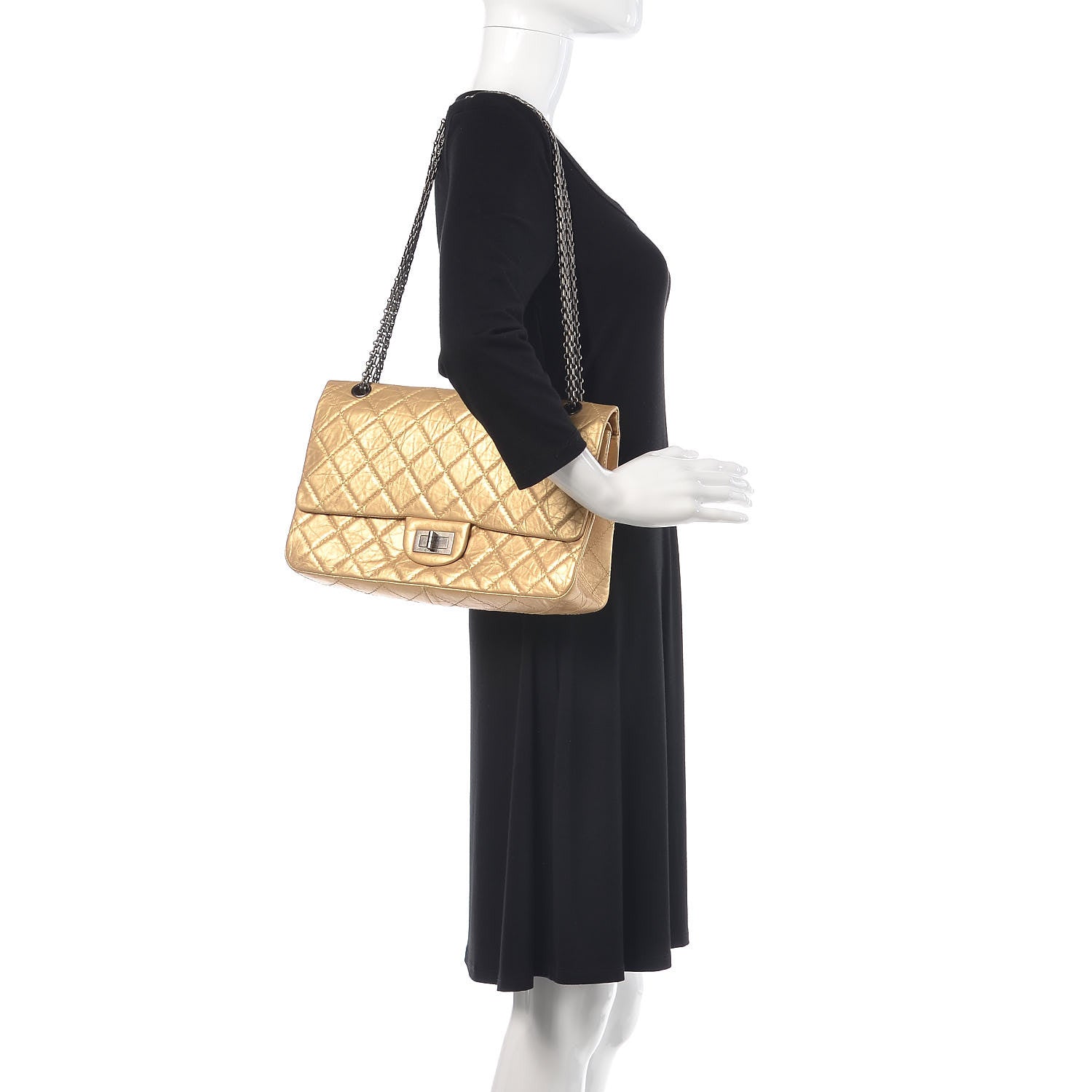 Chanel Metallic Aged Calfskin Quilted 2.55 Reissue 227 Flap Gold 2 of 13