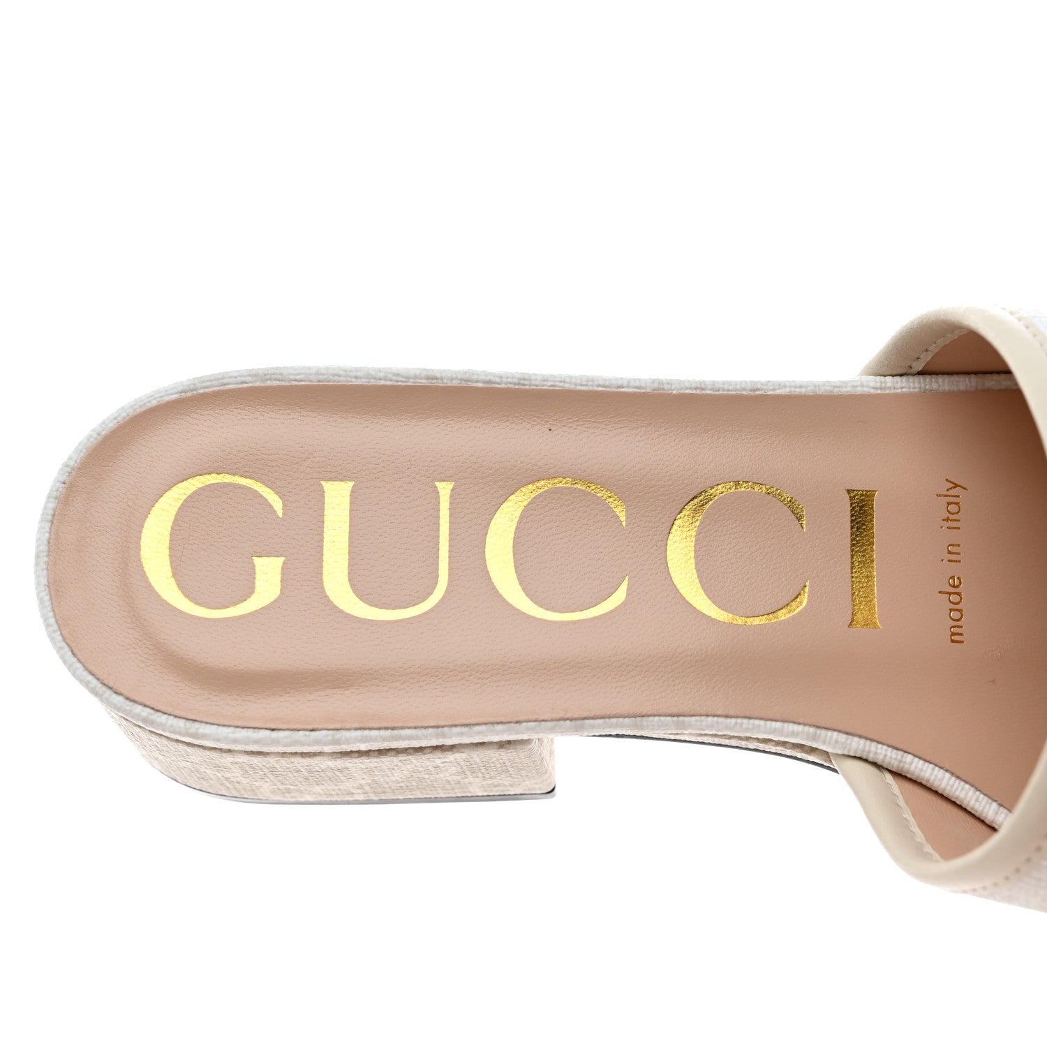 Gucci GG Supreme Monogram Malaga Kid Platform Mule Sandals 36.5 White Mystic White 7 of 9