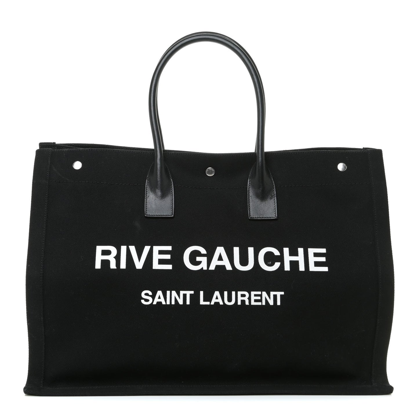 Linen Calfskin Rive Gauche Tote Black