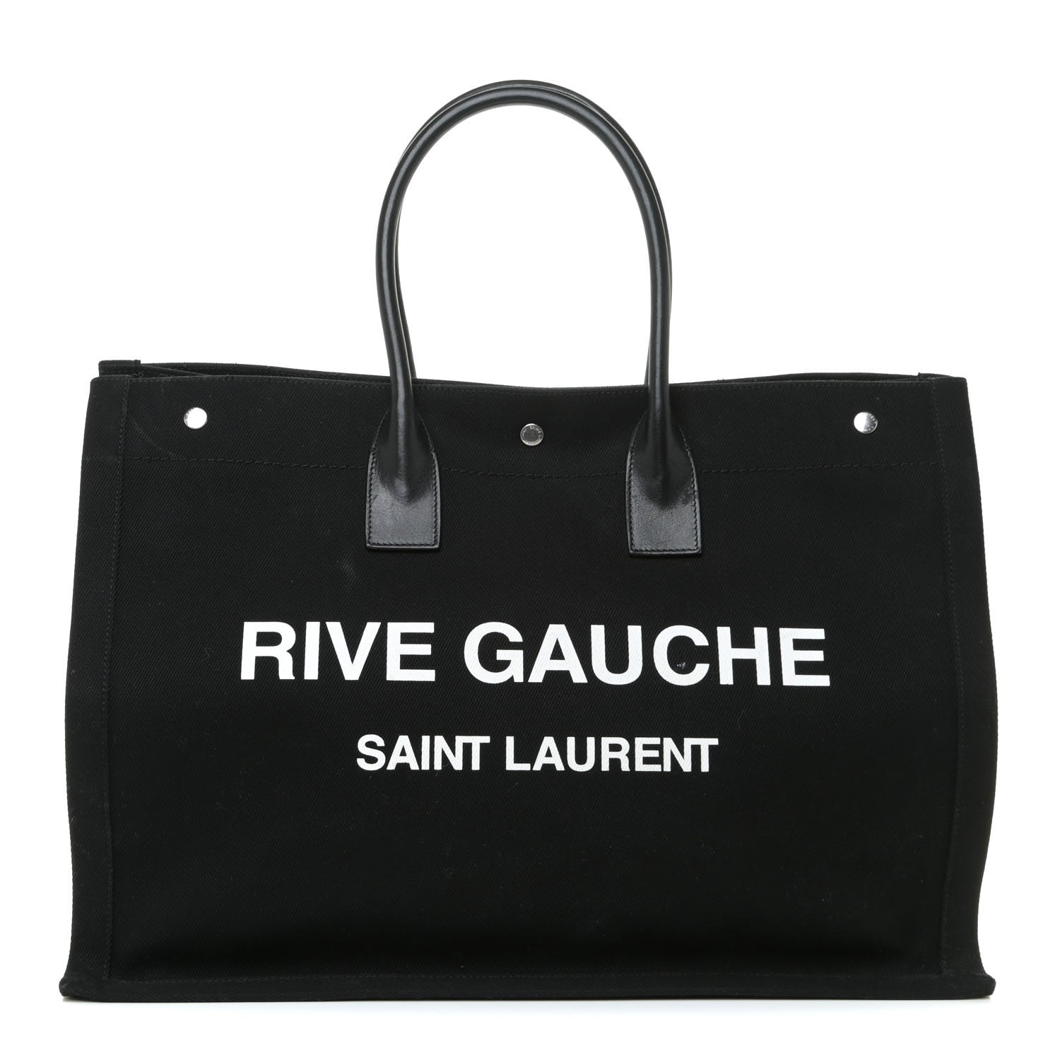 Saint Laurent Linen Calfskin Rive Gauche Tote Black 1 of 17