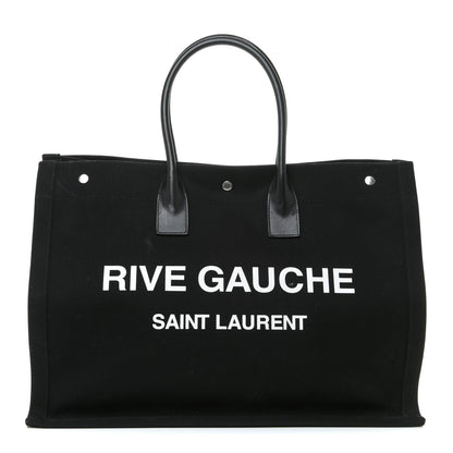 Saint Laurent Linen Calfskin Rive Gauche Tote Black 1 of 17