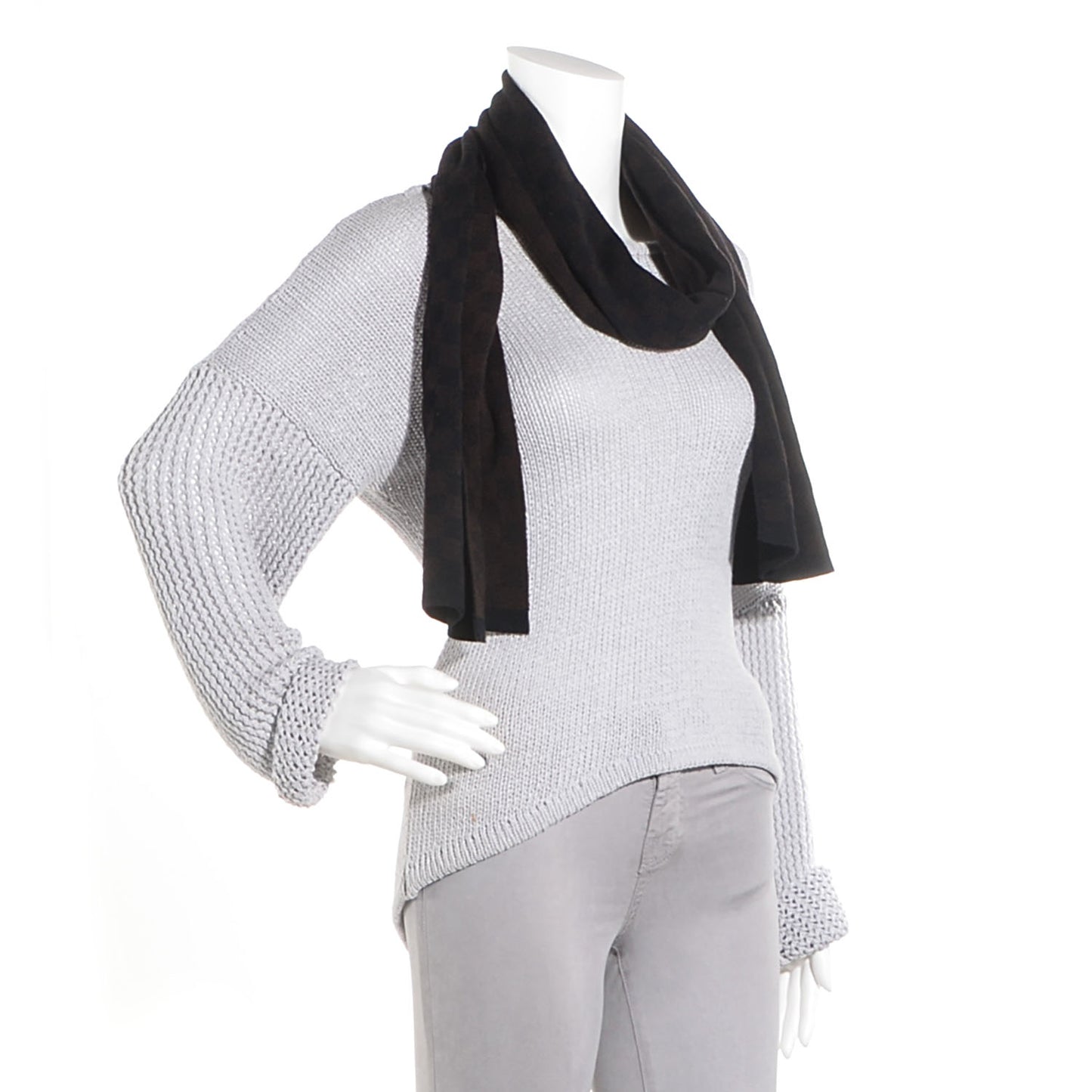 Wool Petit Damier Ebene Scarf Brown