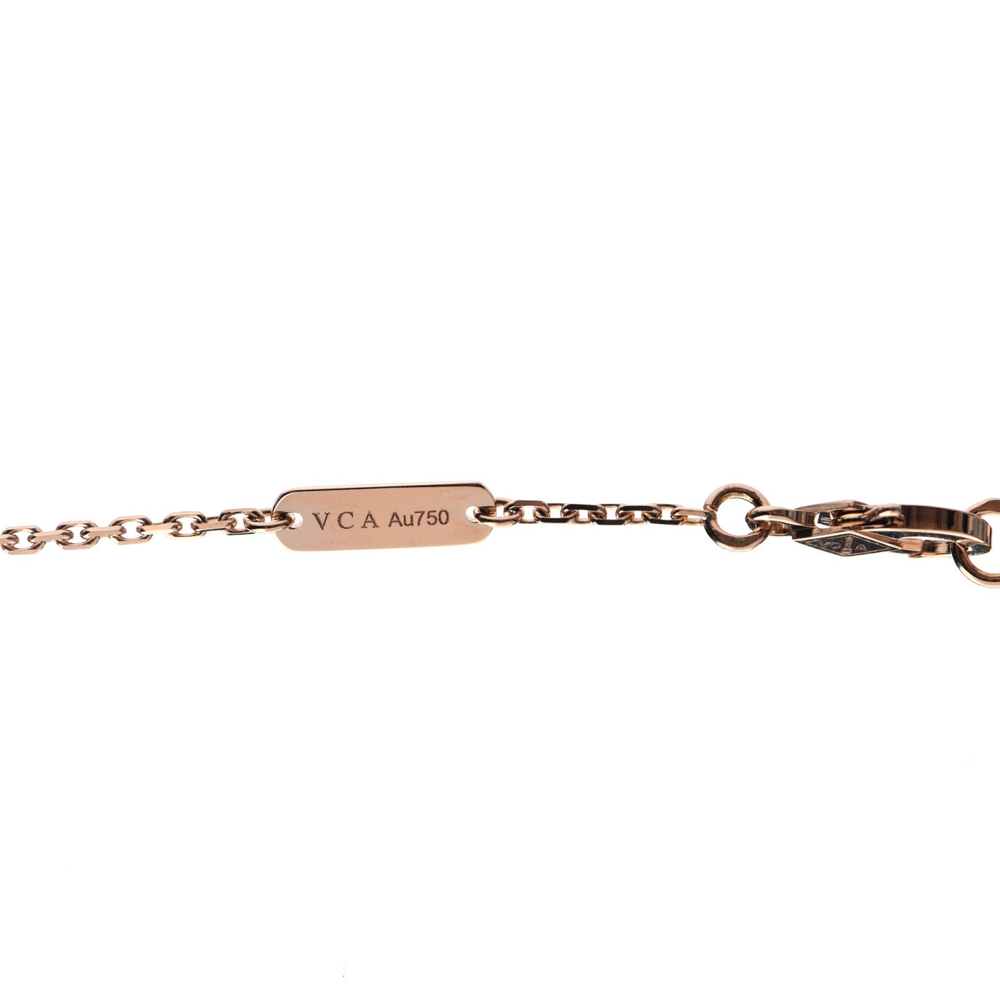 18K Rose Gold Diamond Black Onyx Vintage Alhambra Pendant Necklace