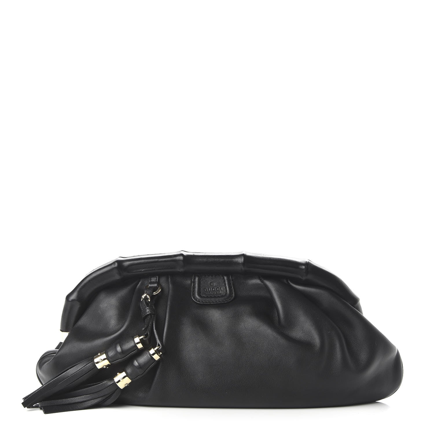 Gucci Calfskin Bamboo Frame Top Tassel Clutch Black 1 of 10