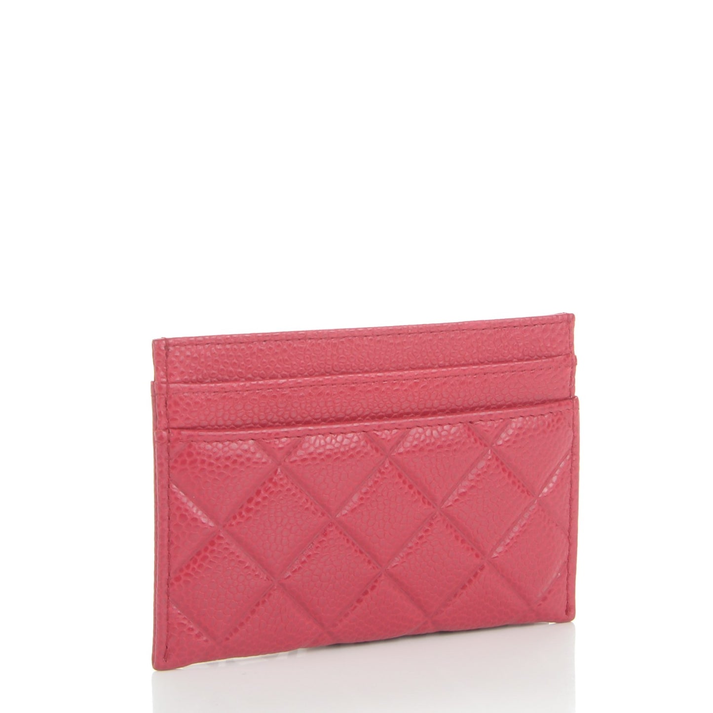 Caviar Quilted Diamond CC Card Holder Dark Pink