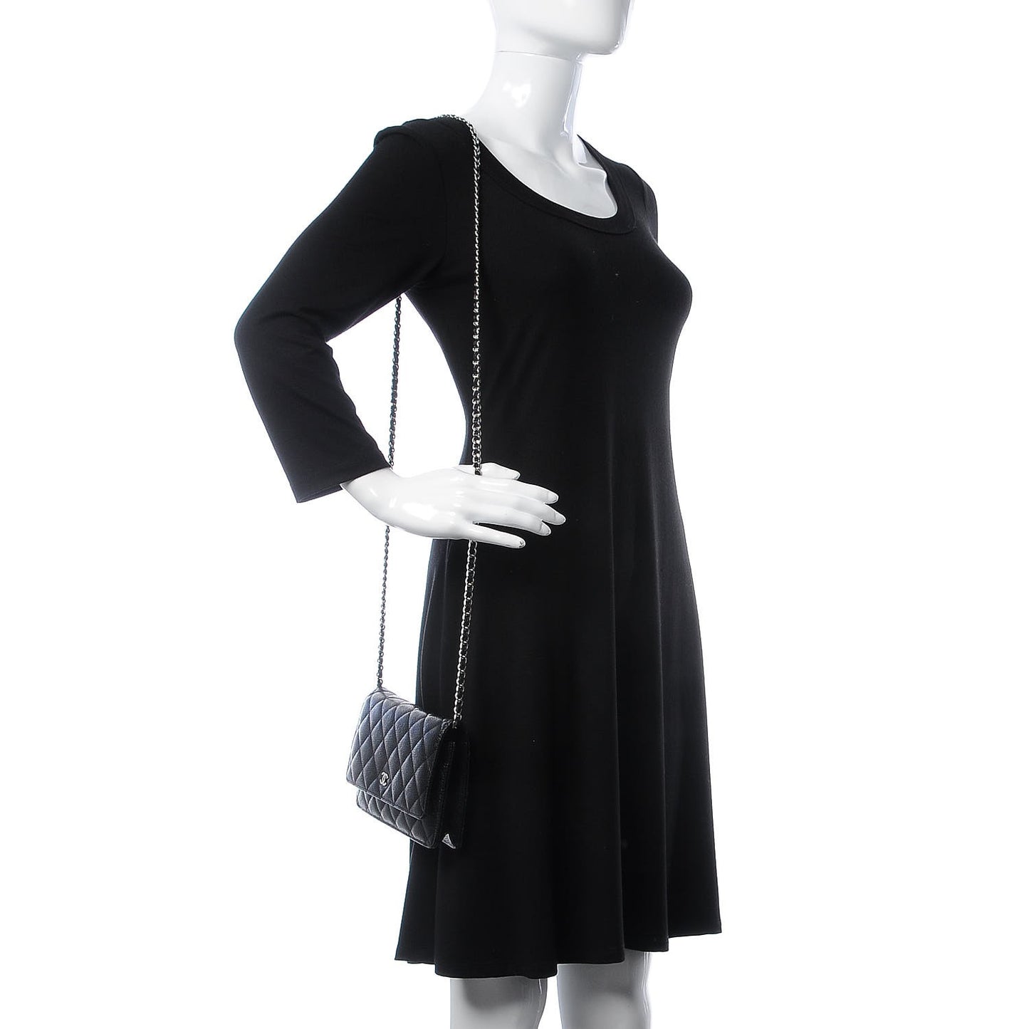 Caviar Quilted Wallet On Chain WOC Black