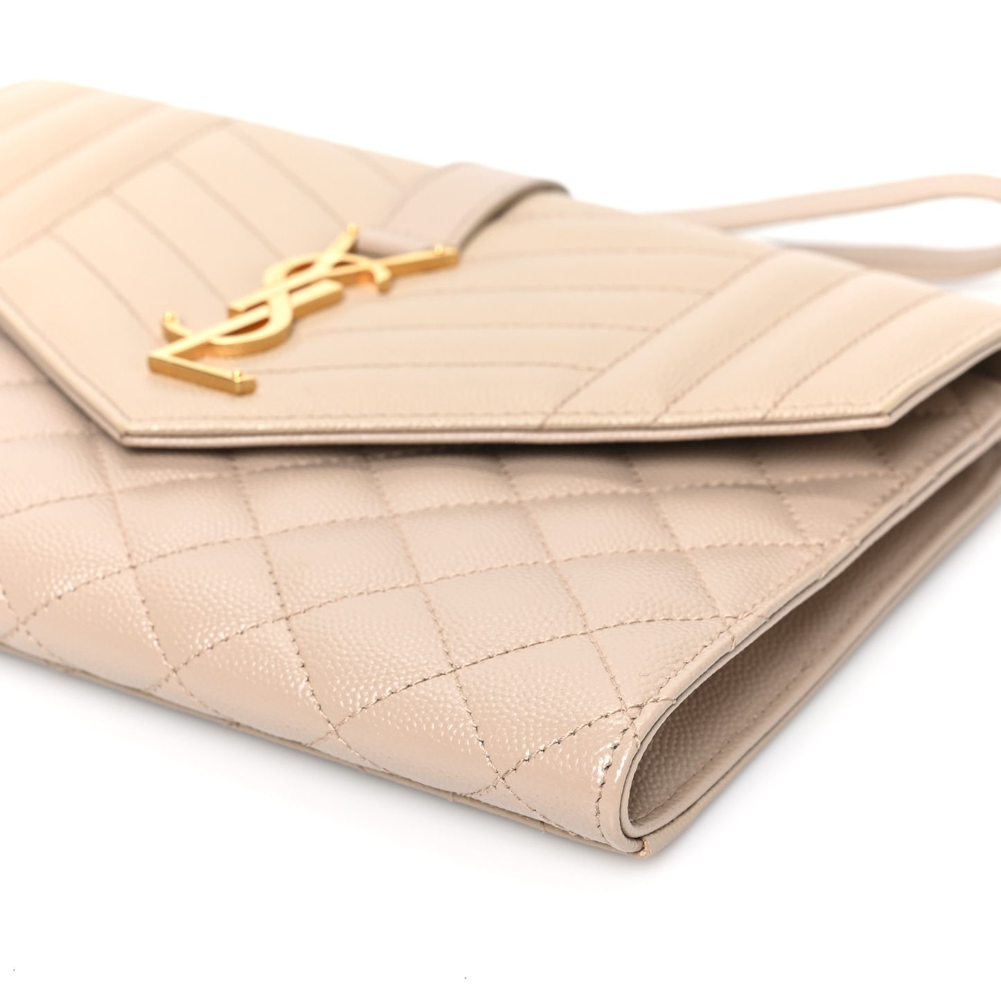 Grain De Poudre Textured Mixed Matelasse Triquilt Monogram Clutch Dark Beige