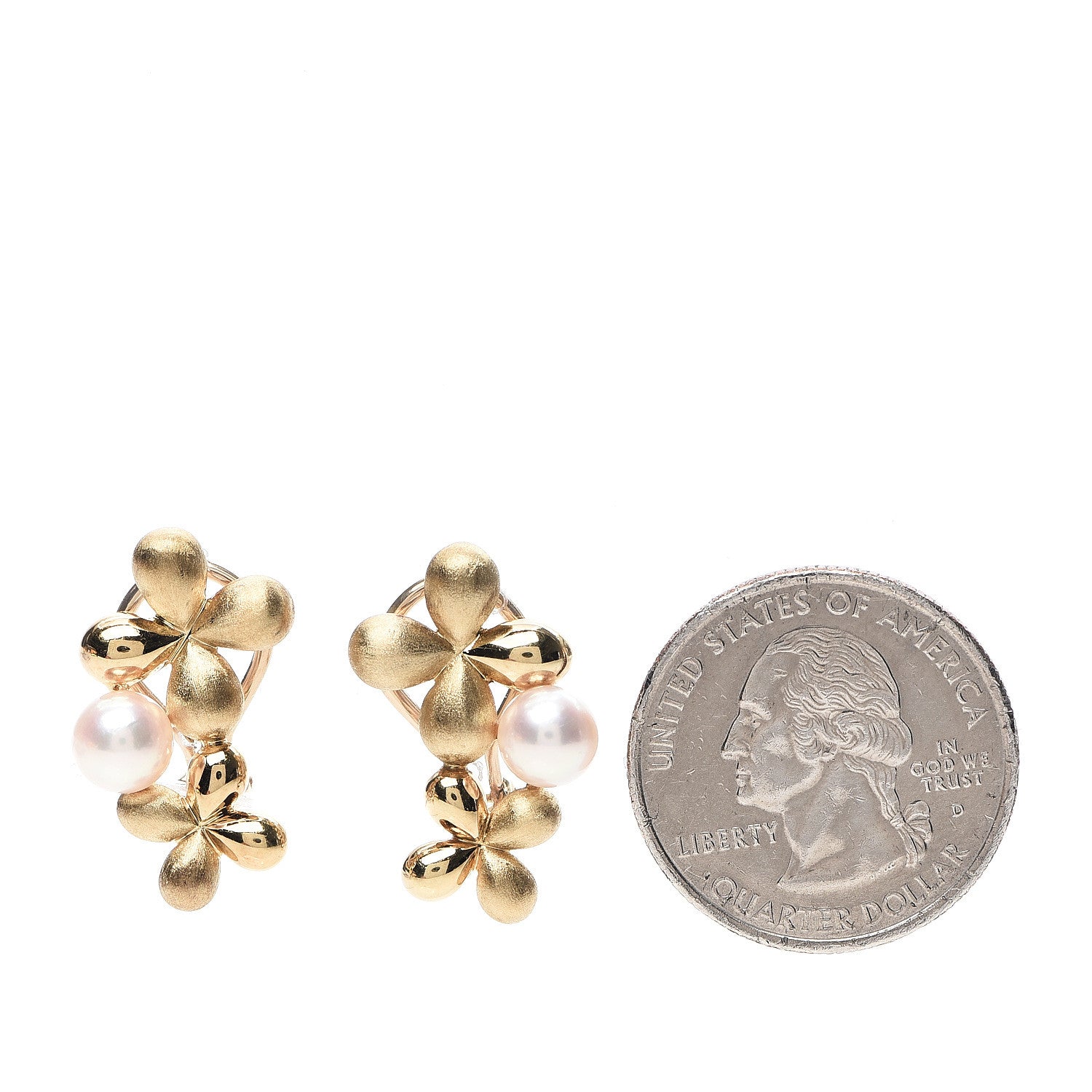 Mikimoto 18K Yellow Gold 6mm Akoya Pearl Flower Clip-On Earrings 2 of 4