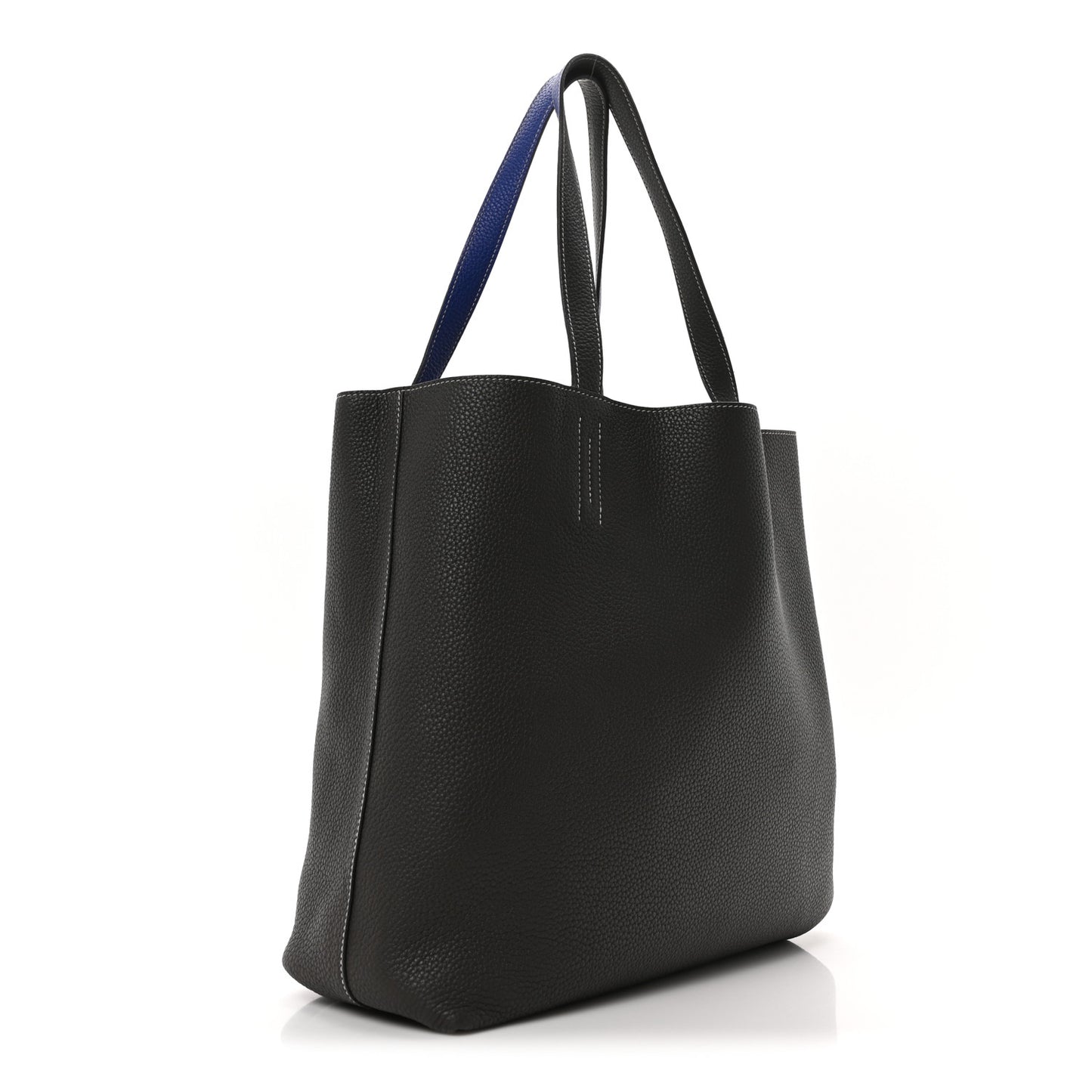 Taurillon Clemence Double Sens 36 Reversible Tote Graphite Bleu Electrique