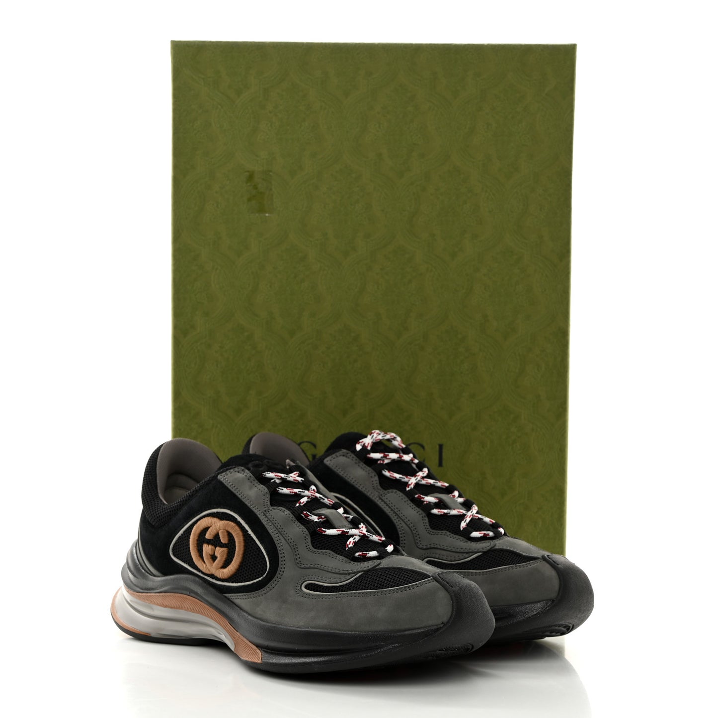 Suede Mens Gucci Run Sneakers 9.5 Black Grey