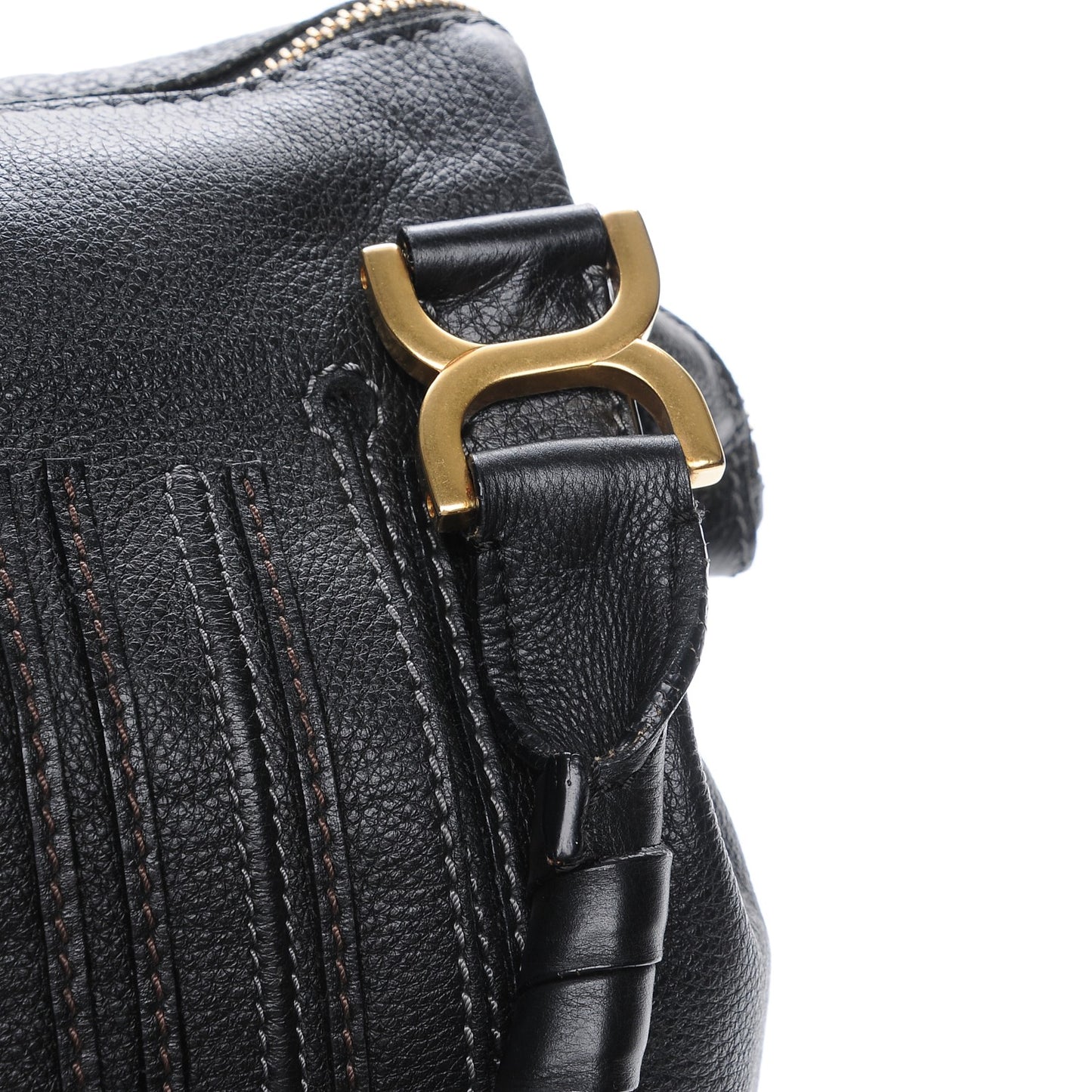 Calfskin Large Marcie Satchel Black